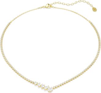 Swarovski Mesmera Necklace, Mixed Cuts, White, 18K Gold Finish