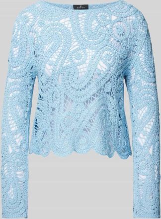 Monari Strickpullover in Lochstickerei in Hellblau, Größe 36
