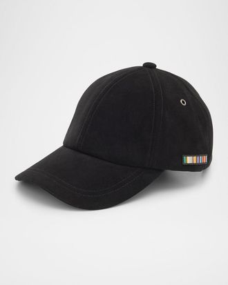 Paul Smith Mens Suede Signature Stripe Applique Baseball Cap