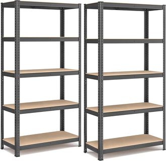 Songmics 2 estanter&iacute;as pesadas de 5 niveles de 40 x 90 x 180 cm de color gris