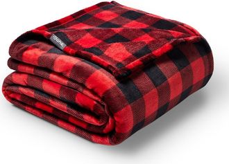 Bare Home Microplush Fleece Blanket in Buffalo Plaid - Red/black at Nordstrom, Size King