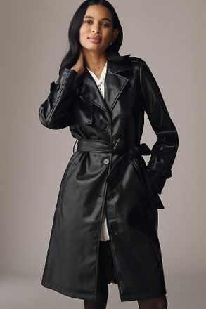 NVLT Faux Leather Trench Coat Jacket