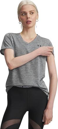 Under Armour Tech Short Sleeve V-Neck Twist Womens Clothing Clay Green/Black : LG (US 12-14), Polyester