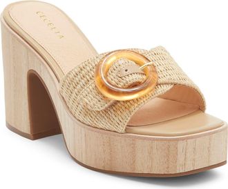 Cecelia New York Charlie Buckle Platform Slide Sandal in Tea at Nordstrom, Size 8.5