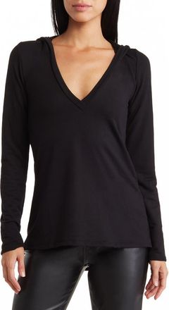 Go Couture Hooded Tunic Sweater in Black Print 1 at Nordstrom Rack, Size X-Large