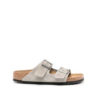 Birkenstock Sliders, female, Gray, Size: 8 US Arizona Narrow Fit