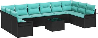 vidaXL Conjunto De Sof&aacute; De Jard&iacute;n 11 Uds. Negro Rat&aacute;n Sint&eacute;tico Vidaxl