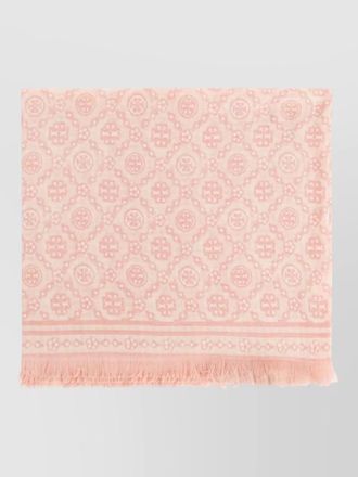 Tory Burch wool silk cashmere logo-print scarf