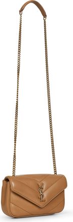 Saint Laurent Womens Crossbody Bag Loulou Mini Beige Calf Leather