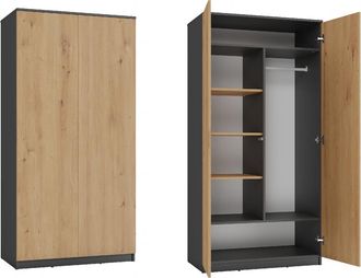 OEM Armario Antracita/roble Artesanal: Armario Moderno Y Funcional Para Dormitorio U Oficina. Sistema Tip-on, 7 Estantes, Cantos De Abs