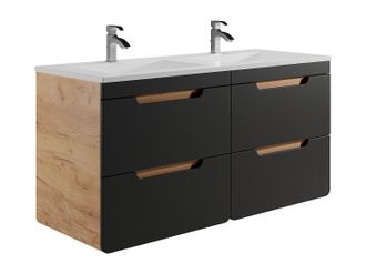 Vente-Unique Mueble de ba&ntilde;o flotante con lavabo integrado - Color natural y antracita - 120 cm - ARUBA