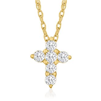 Canaria Canaria Diamond Cross Pendant Necklace in 10kt Yellow Gold