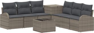 vidaXL Juego De Sof&aacute; 8 Uds. Gris Y Gris Oscuro Rat&aacute;n Sint&eacute;tico Y Acero Vidaxl