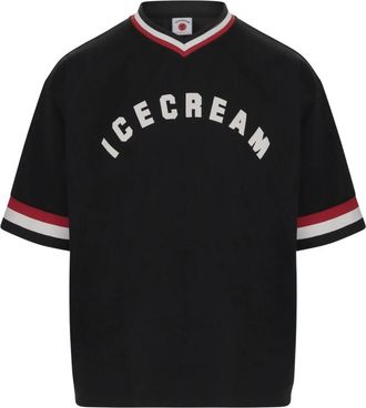 Icecream College V Neck Sportshirt - Heren - T-shirts - Zwart - L - Polyester - Tops