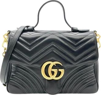 Gucci Pre-owned GG Marmont Schoudertas - Dames - Vintage Handtas - Zwart - ONE Size - Leer - Vintage