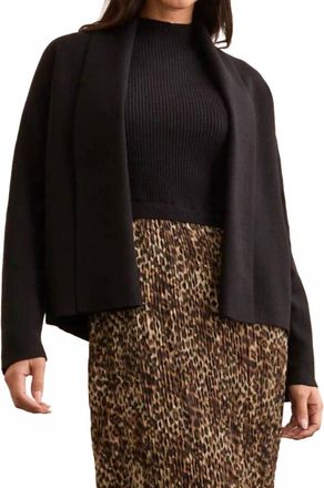 Tribal Double Knit Shawl Collar Coatigan In Black