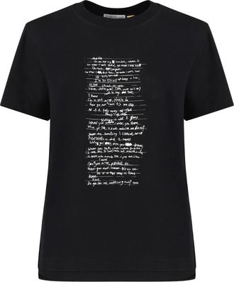 Moncler Alone T-shirt - Dames - T-shirts - Zwart - M - Katoen - Tops