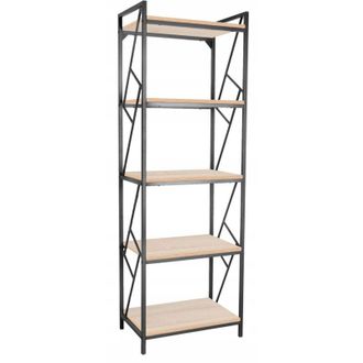 OEM Librer&iacute;a De 5 Estantes Sonoma Oak Para Sal&oacute;n Negro Book Frame Furnitex