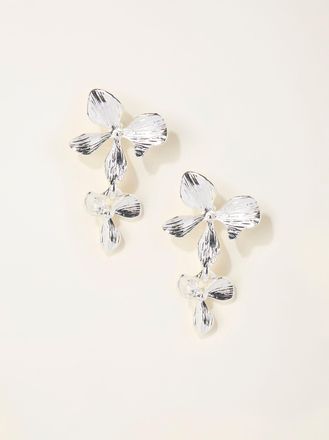 Fat Face FatFace Silver Tone Large Flower Drop Earrings