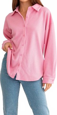 Le Lis Blanc Deux Thermal Button Down Top In Bubblegum