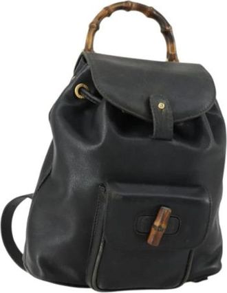 Gucci Pre-owned Leren Rugzak - Dames - Vintage Rugzakken - Zwart - ONE Size - Leer - Vintage