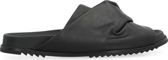 Rick Owens Mobius Leather Slides - Heren - Sandalen - Zwart - 42 EU - Leer - Schoenen