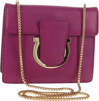 Ferragamo Pre-owned Cross Body Bags, female, Purple, Size: ONE SIZE Pre-owned Leather Shoulder Bag
