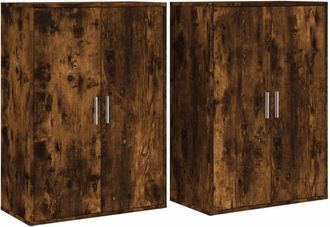 vidaXL Vidaxl - Aparadores 2 uds madera de ingeniería roble ahumado 60x31x84 cm