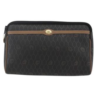 Dior Pre-owned Clutches, female, Black, Size: ONE SIZE Pre-owned Vintage honeycomb zip pouch