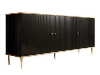 Mirjan24 Aparador Arces, Negro + Dorado, 76x180cm, N&uacute;mero De Puertas: 340cm, Aglomerado Laminado, Mdf
