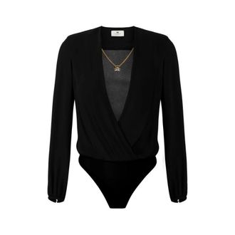 Elisabetta Franchi Dames, Tops, Zwart, Maat: XL Viscose
