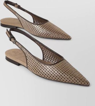 Brunello Cucinelli womens flat slip on perforated sandals