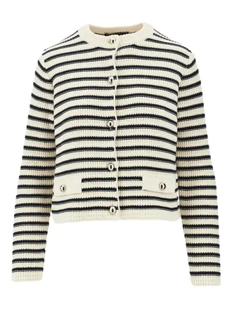 Max Mara striped button cardigan - Bianco
