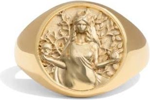 Awe Inspired Goddess Signet Ring in Persephone/14K Gold Vermeil at Nordstrom, Size 10