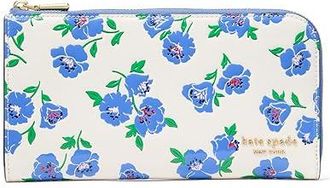 Kate Spade New York Devin Springtime Blooms Zip Around Continental Wallet Wallet Womens Handbags Cream/Multi, Leather/Polyester