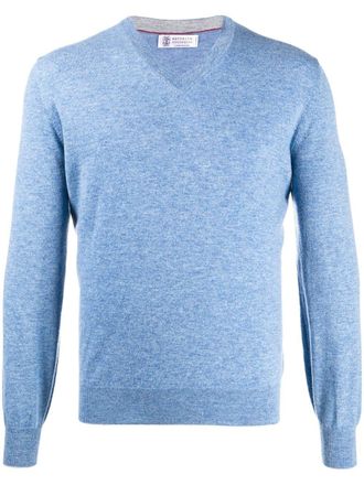 Brunello Cucinelli V-neck jumper - men - Cashmere - 44 - Blue