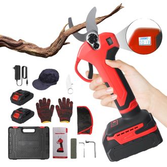 OEM Tijeras De Podar El&eacute;ctricas, Motor Sin Escobillas, Pantalla Digital, 2 Bater&iacute;as, Rojas, Ue