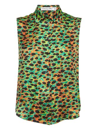 Dior sleeveless button shirt - Green