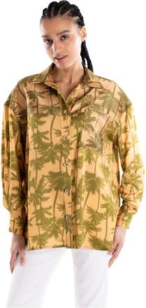 Brand Unique Shirt met palmprint - Dames - Overhemden - Veelkleurig - L - Overhemden