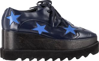 Stella McCartney Stella McCartney Elyse platform derby schoenen in marineblauw leer
