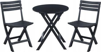 OEM Conjunto De Muebles De Jard&iacute;n Plegable Para Parcela Balc&oacute;n Negro 2xsillas 1xmesa