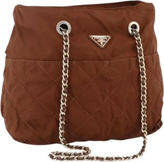 Prada Pre-owned Vintage Schoudertas - Dames - Vintage Schoudertas - Bruin - ONE Size - Nylon - Vintage
