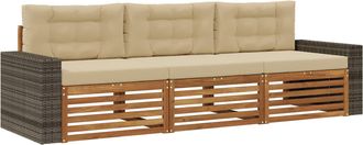 vidaXL Conjunto De Sof&aacute;s De Exterior 3 Uds. Natural Y Beige Poli&eacute;ster Vidaxl