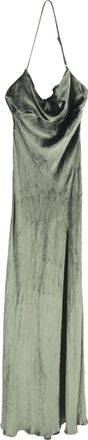 The Attico Leticia Halterneck Maxi Dress in Olive Velvet