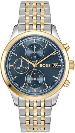 BOSS Stratus Chronograph Two-Tone Bracelet Watch, 41mm in Blue at Nordstrom