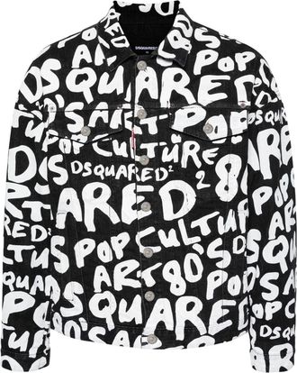 Dsquared2 D2 Pop 80S denim jacket - men - Cotton/Polyester/Polyester/Cotton/Spandex/Elastane - 54 - Black