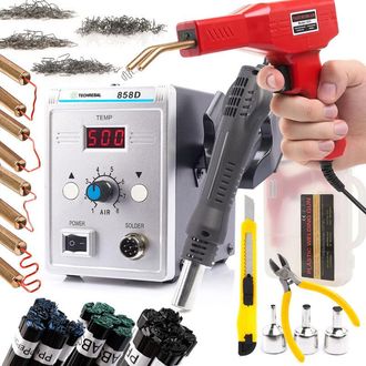 OEM Soldador 858d, Grapadora De Pl&aacute;stico + 200 Grapas, Cuchillo, Alicates + Carpetas