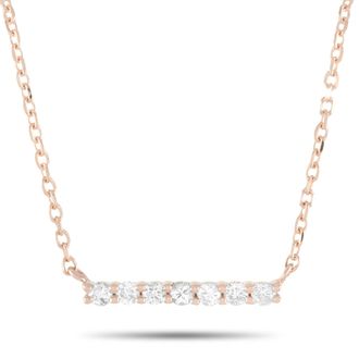 Luxury Bazaar 14K Rose Gold 0.10ct Diamond Bar Necklace