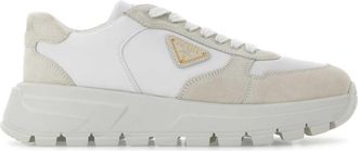 Prada White Suede And Re Nylon Sneakers