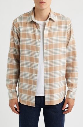 Theory Irving Lodi Check Cotton Button-Up Shirt in Palomino Multi at Nordstrom, Size Xx-Large